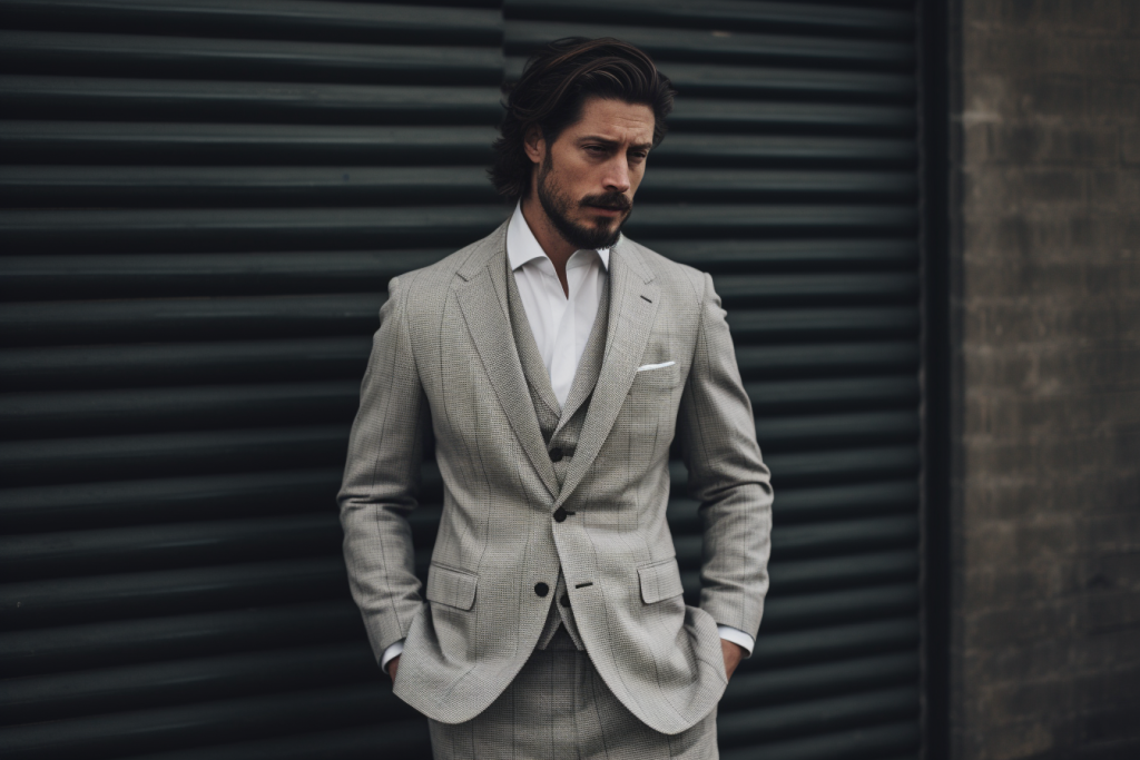 man in a cashmere suit