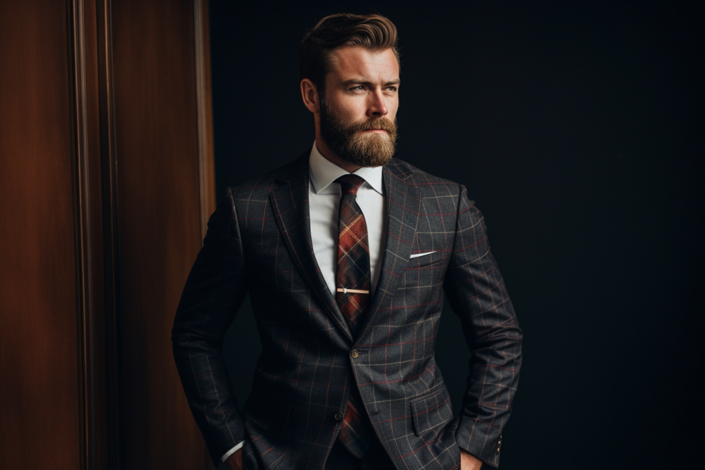 man in a flannel business suit