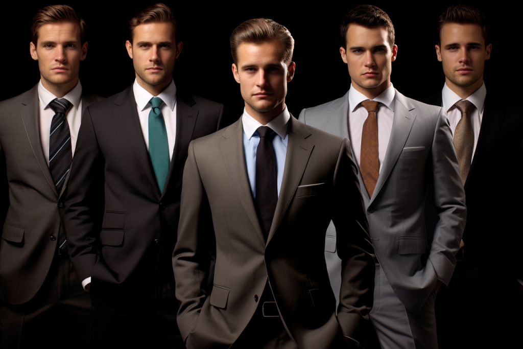 men in different suit fabric blends